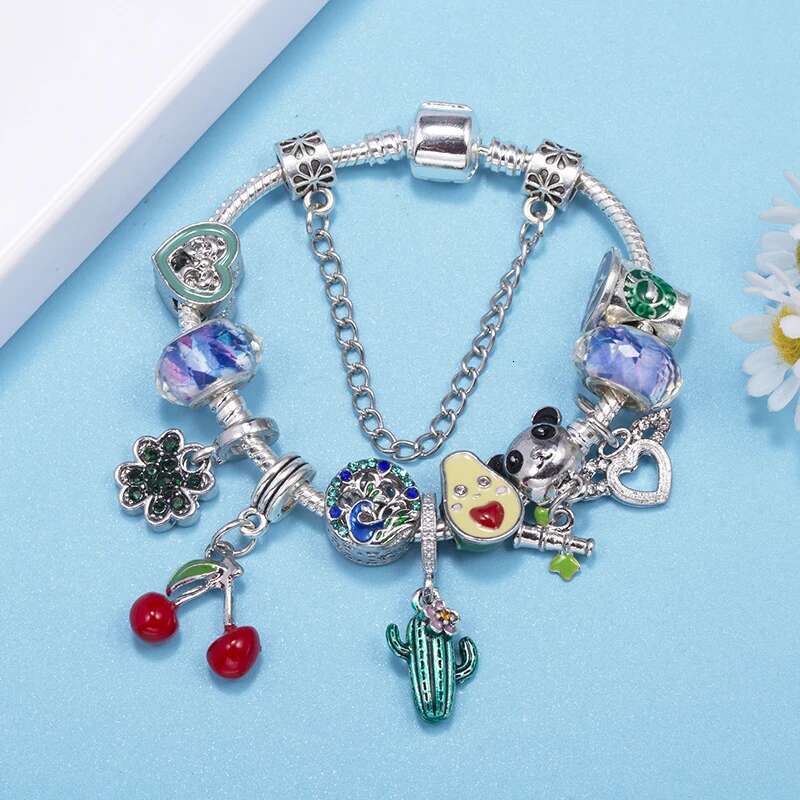 Fashion New Trendy Brand Charm Bracelets Fits Cactus Avocado Beads Bracelet Bangles For Women Kids Bijoux Pulseras Jewelry Gift