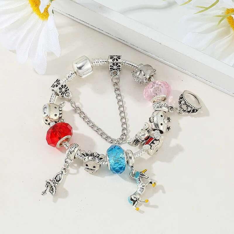 2024 New Trendy Colorful Glass Beads Charm Bracelet Crown Princess Pendant Bracelets For Women Handmade Pulseras Jewelry Gift