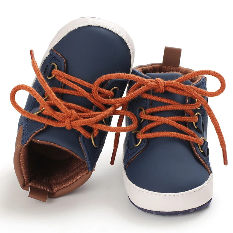 Blue Foreign Trade High Top Baby Shoes for 0-1 Year Old Boys Casual Sports Shoes Anti slip Walking Shoes 250319