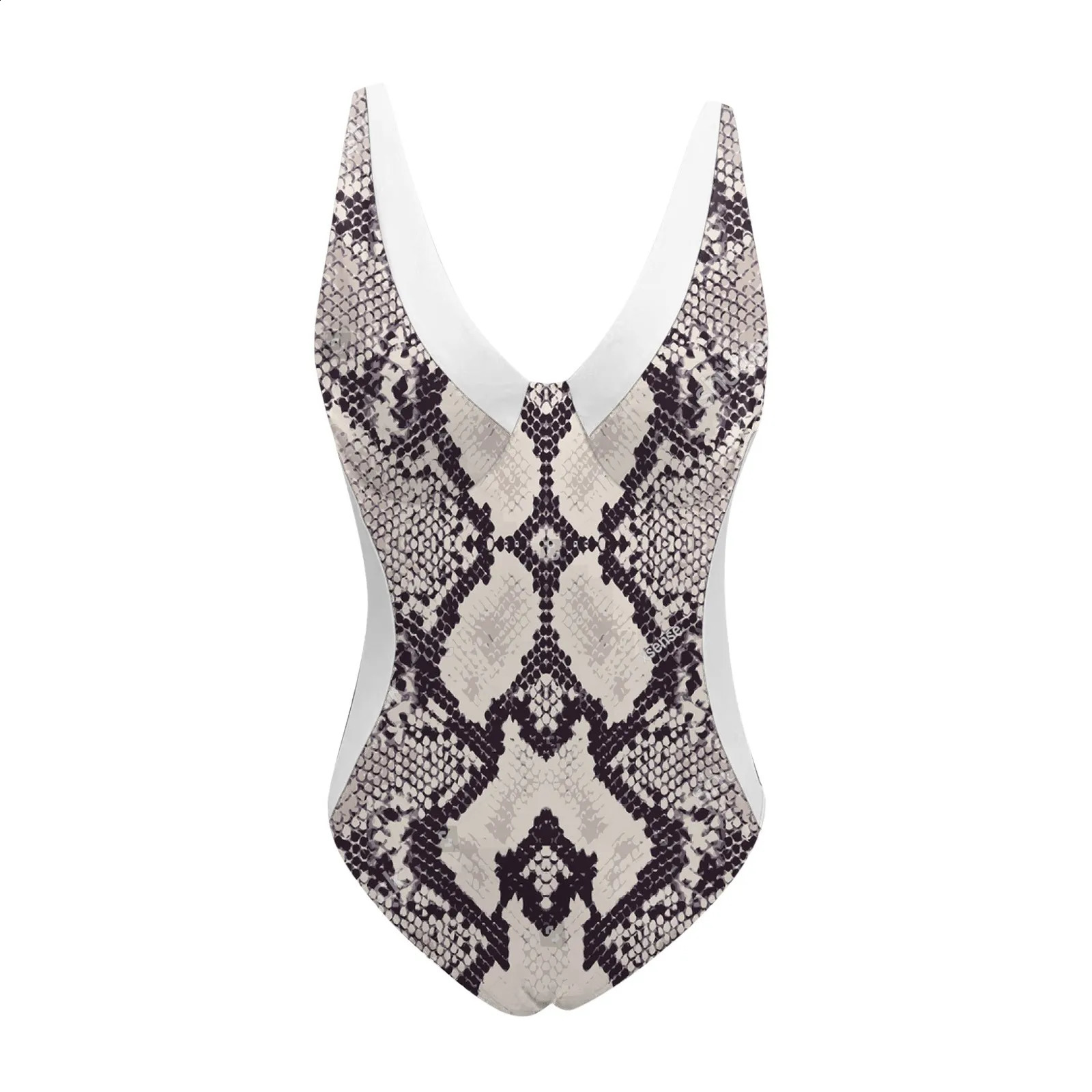 Womens One Piece Swimsuit Deep V Printed Color Matching Swimsuits Swimwear Monokini Bodysuit Summer Fashion Beachwear 250319