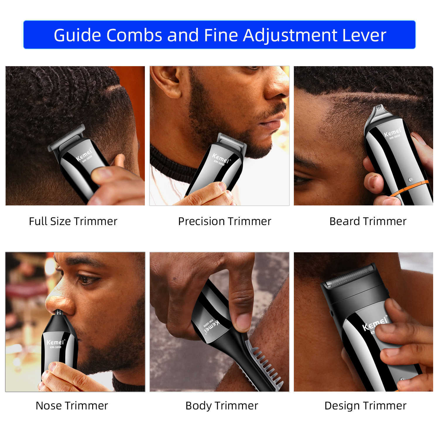 Waterproof 11 in 1 Grooming Kit Electric Beard Trimmer Cordless Razor Hair Clippers Rechargeable Nose Trimmer M250320