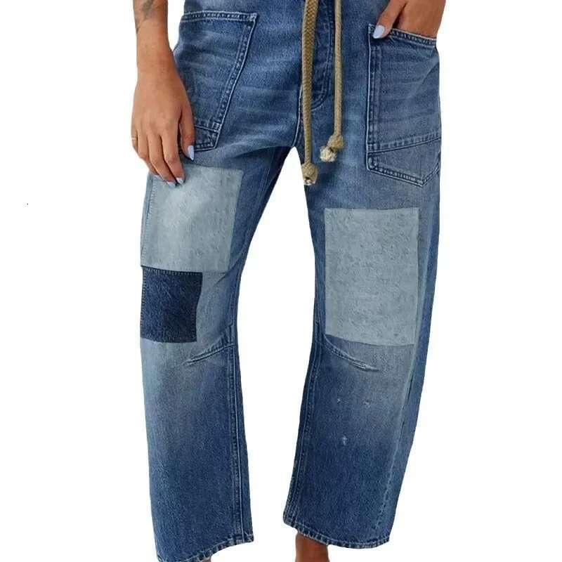 Designer Jeans 2025 New Style Loose Straight Leg Brand Wide Leg American Splicing Style High Street Fashion Unique Fashion Men's Jeans