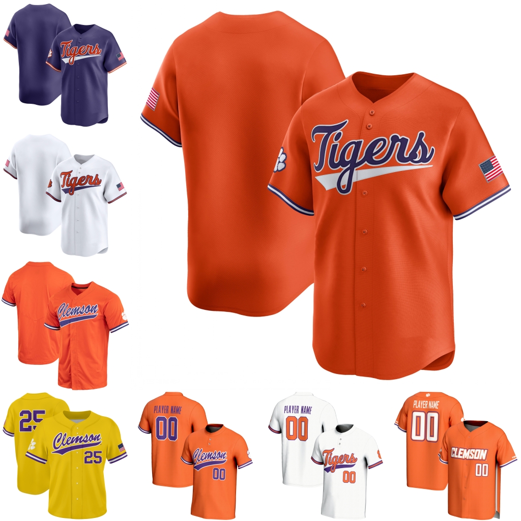2025 NEW Clemson Tigers Baseball Jersey Jarren Purify Cam Cannarella Dominic Listi Seth Beer Spencer Strider Brad Miller
