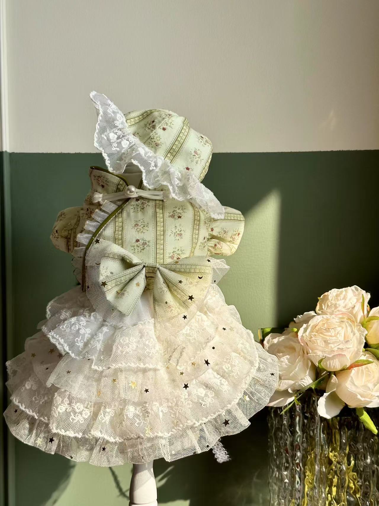 Cat and dog clothes, spring and summer lace gauze skirt, new Chinese style pet fluffy gauze skirt