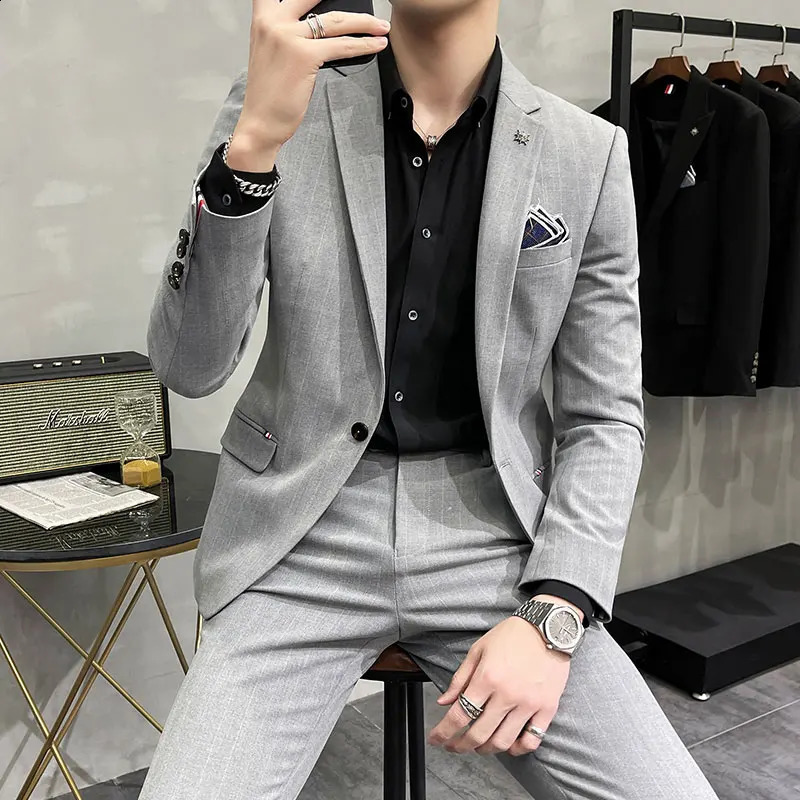 Suit Trousers Highquality Twopiece Groom Wedding Highend Business Casual Banquet Everything Costume Homme De Luxe 250311