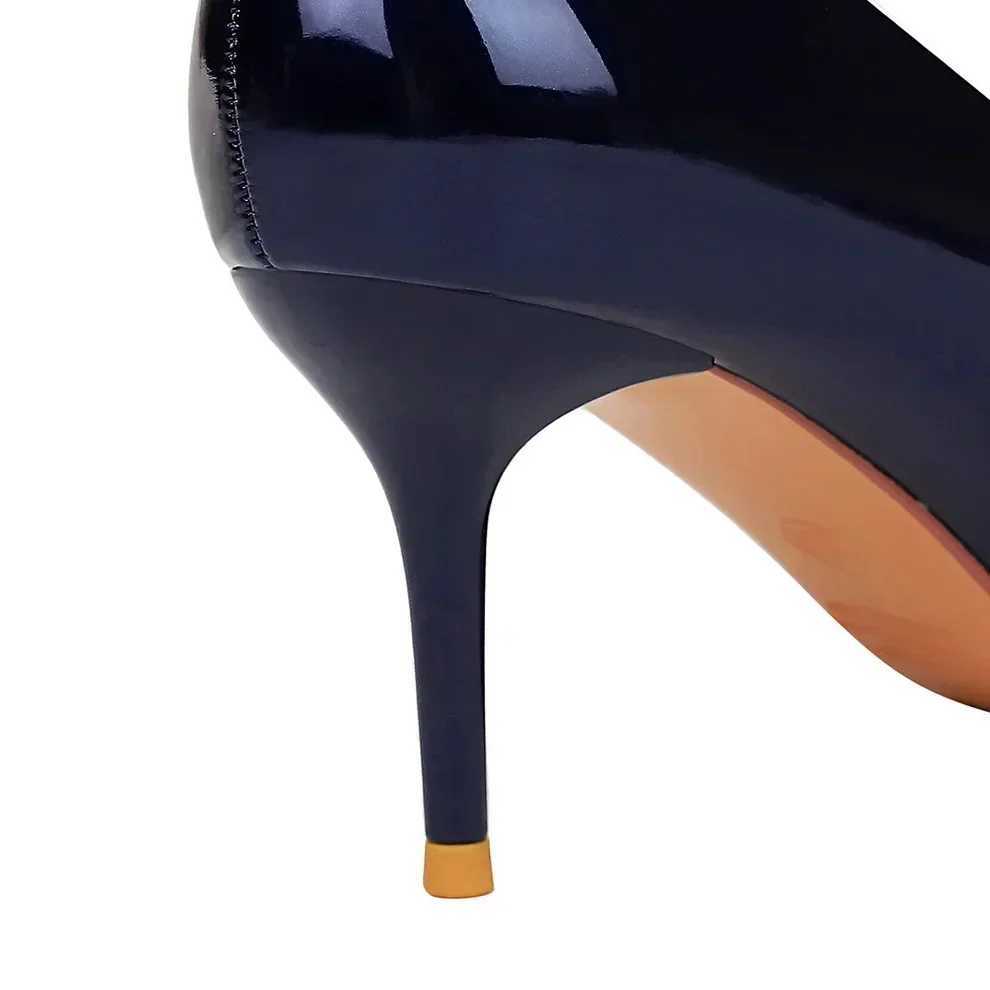 Wen 7cm High H Professional Temperature Working Pump Womens Stiletto High Heels Smooth Leather Fetish Royal Blue Party Ccise Shoes Y250319