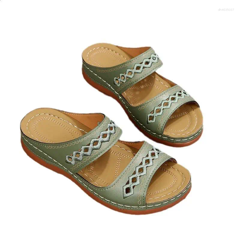 Slippers Shoes Gingham Women Summer Lady Peep Toe Slides Girl Flat Soft Lace-Up Slip-On Back Strap Striped TPR Rome Scandals PU zhanyishengli