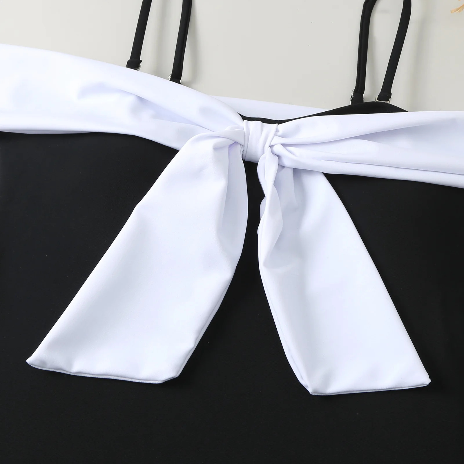 2023 Bowknot swimsuit womens onepiece solid black 250312