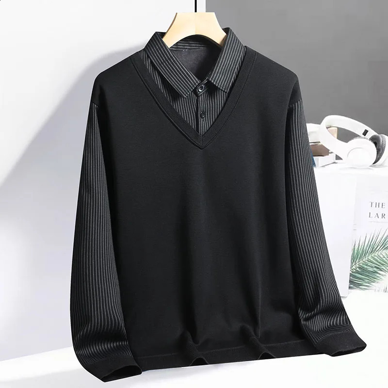 Mens polo shirt spring and autumn twopiece floral mens clothing collar business casual Tshirt 250318