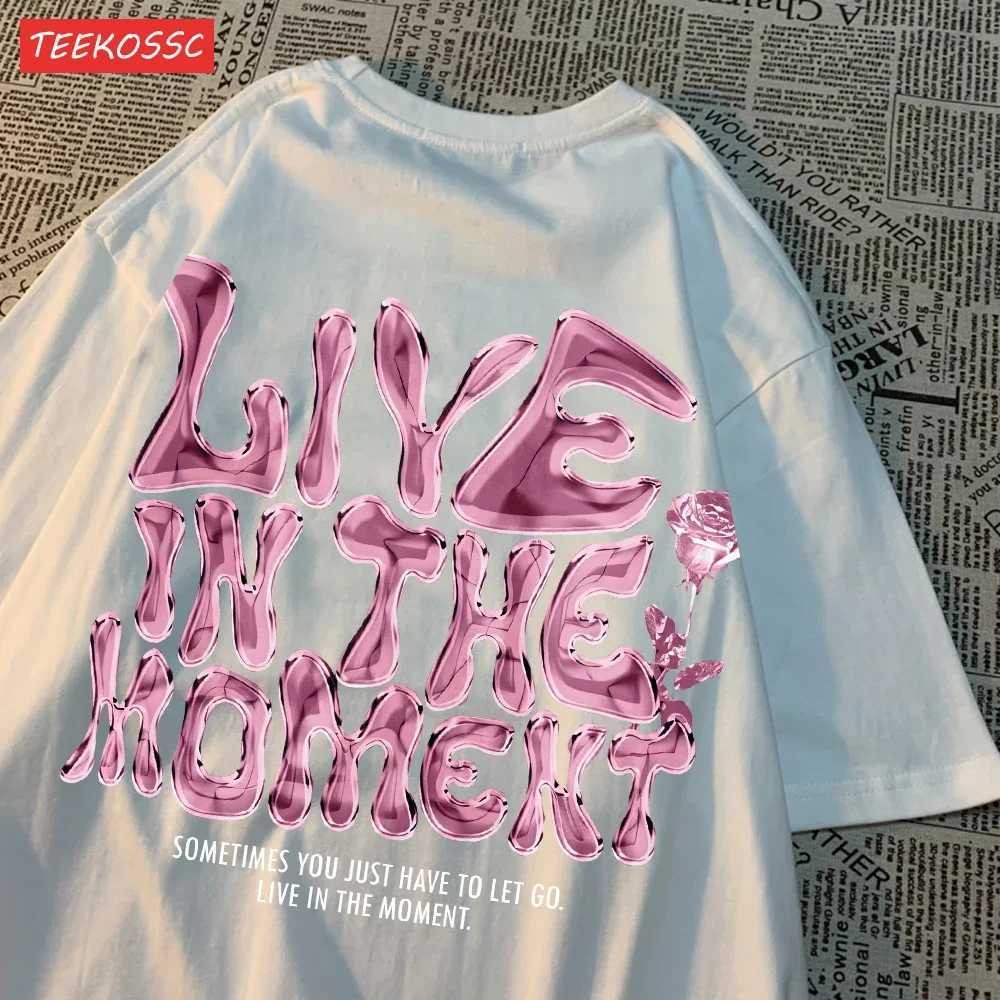 Fashionable womens T-shirt on-site letter printing T-shirt breathable O-neck summer street womens clothingT250320