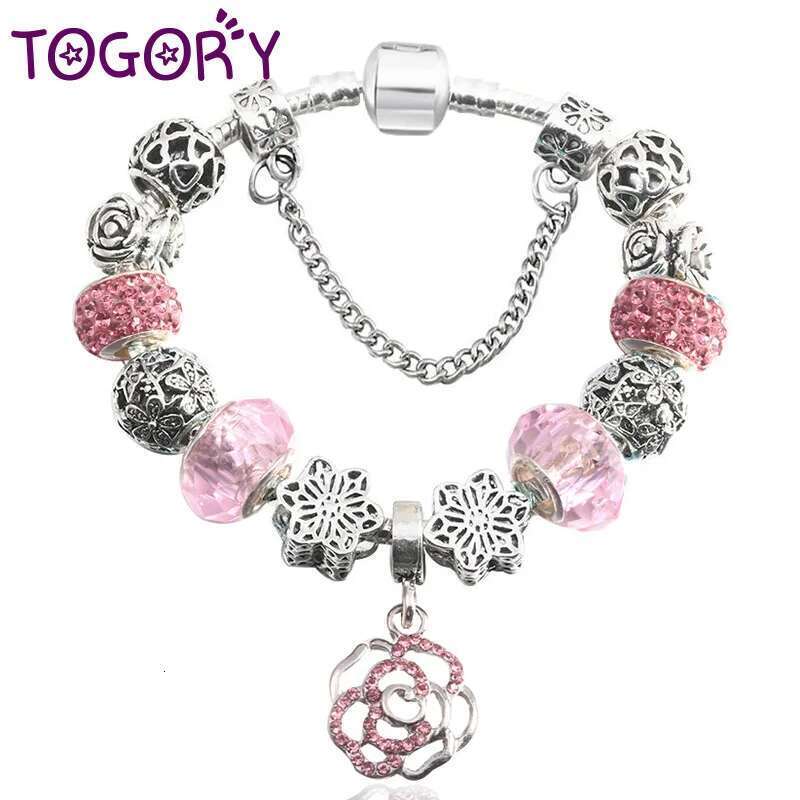 Classic Styles Charm Bracelets For Women With Hollow out Flower Beads Fit DIY Brand Bracelet Valentine's Day Jewelry Gift