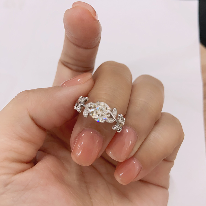 FEOBUR 1CT Moissanite Diamond Engagement Rings for Women 925 Sterling Silver Lab Diamond Wedding Ring with GRA Certificate
