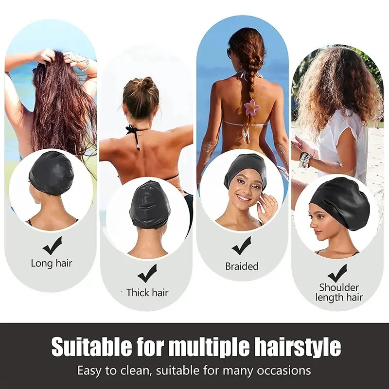 Silicone Extra Large Swimming Cap for Long Hair Braid Waterproof Women Men Ladies African Over Size Huge 250320