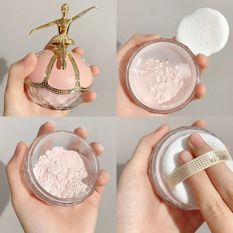 Large capacity ballet dancer compact transparent set powder waterproof oil control high coverage loose powder cosmetics 250319