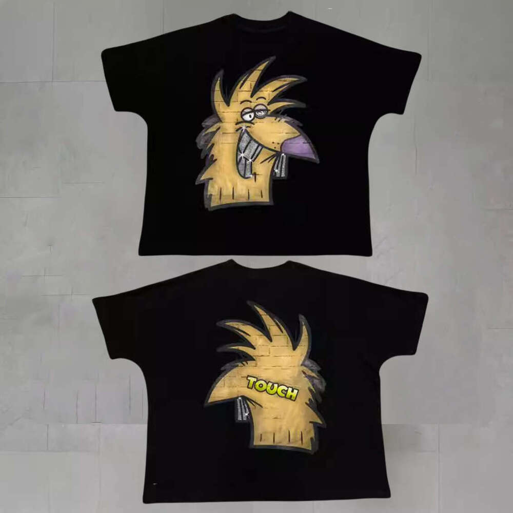 2024 New Street Hip Hop Printed T-shirt Trendy Brand Loose Round Neck Short Sleeve Versatile