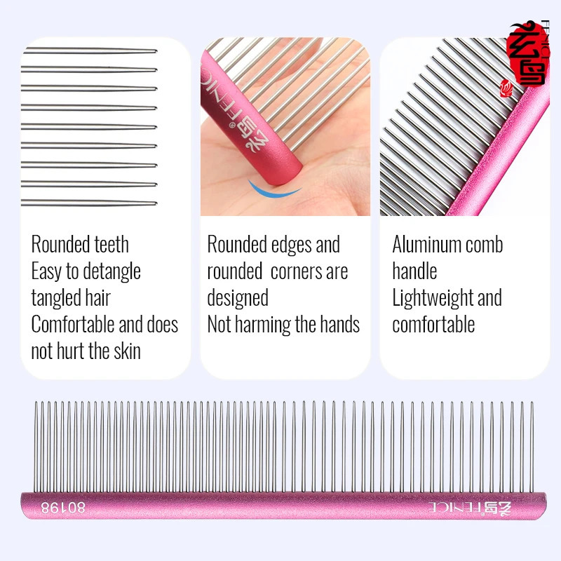 Fenice pet dog cat comb hair cleaning grooming tools aluminum pets Dematting Comb accessories 250318