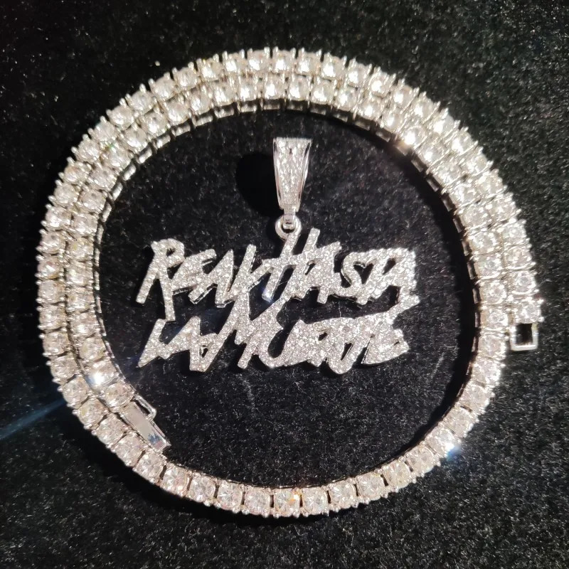 Men Women Hip Hop Letter Pendant Necklace 4mm Tennis chain Iced out Bling Hiphop pendants Necklaces Fashion Charm Jewelry 250320