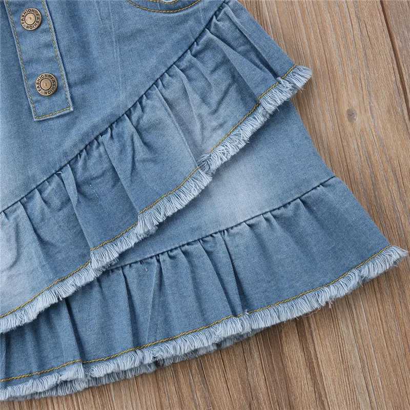 1-6years Baby Girls A-Line Pleated Skirts Blue Mini Ruffles Skirts For Girls Summer High Waist Denim SkirtXJ250320