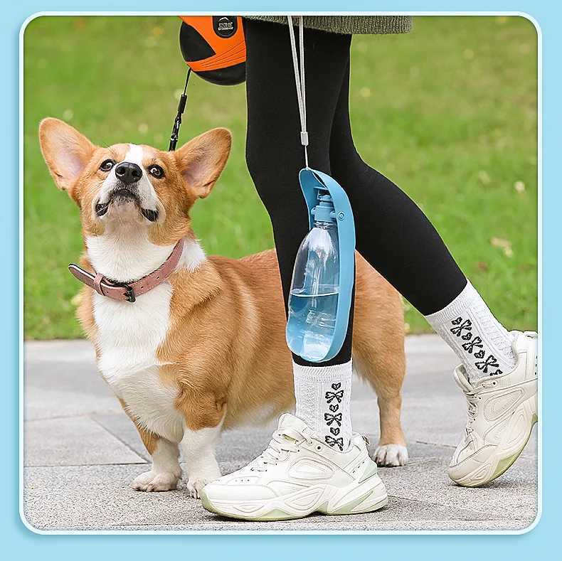 500ML Foldable Dog Drinking Bottle Used for Drinking Hiking Outdoor Travel Small and Medium sized Pet Dog Feeding Bottle Y250319