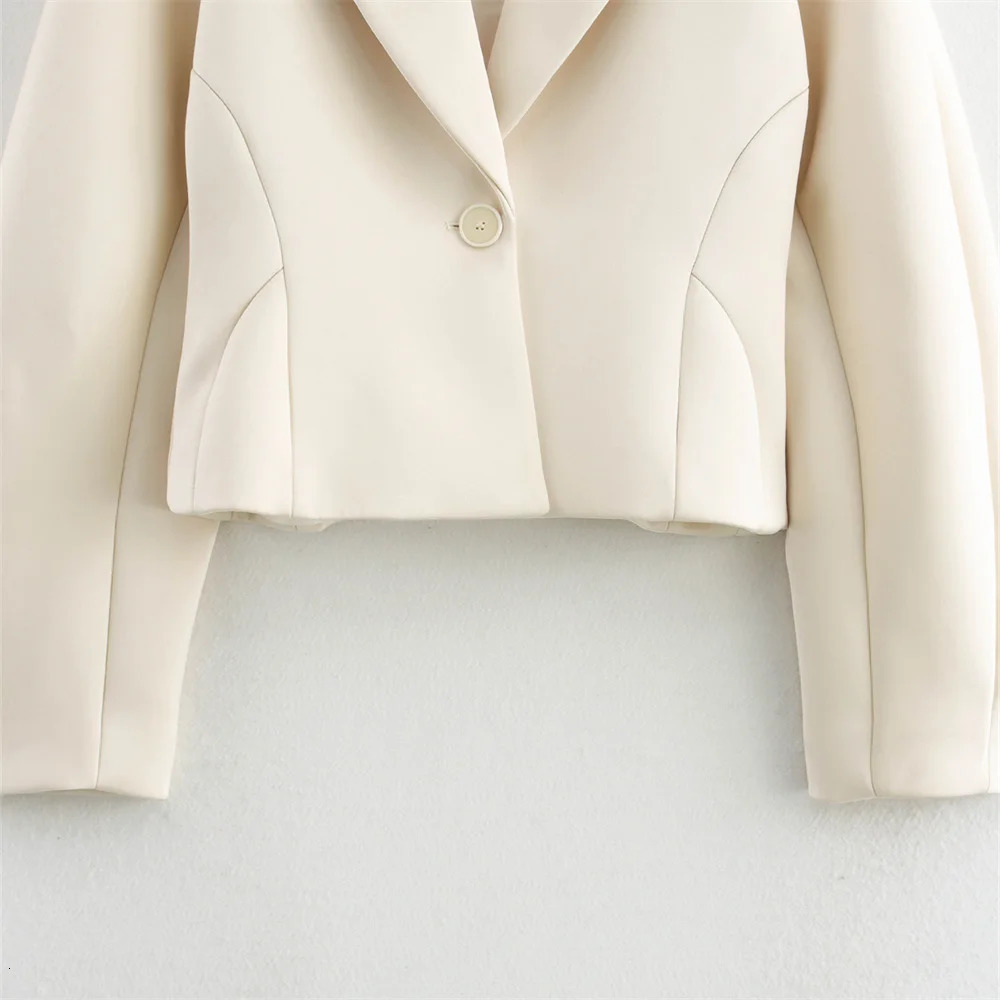 UNIZERA solid color waist cut short silk texture set suitable for autumn and winter one button long sleeved womens jacket 250314