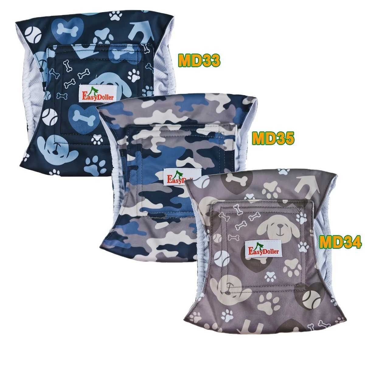 3 packs of washable mens dog diapers cute cartoon paw pattern pet hygiene pants reusable leak proof diapers Y250320