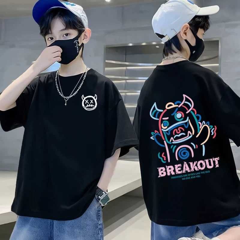 High Quality 100% Cotton T-shirt Boys Girls Clothes Korean Fashion Graphic T-shirt Tops Summer Kids Clothes Short Sleeve ShirtT250320