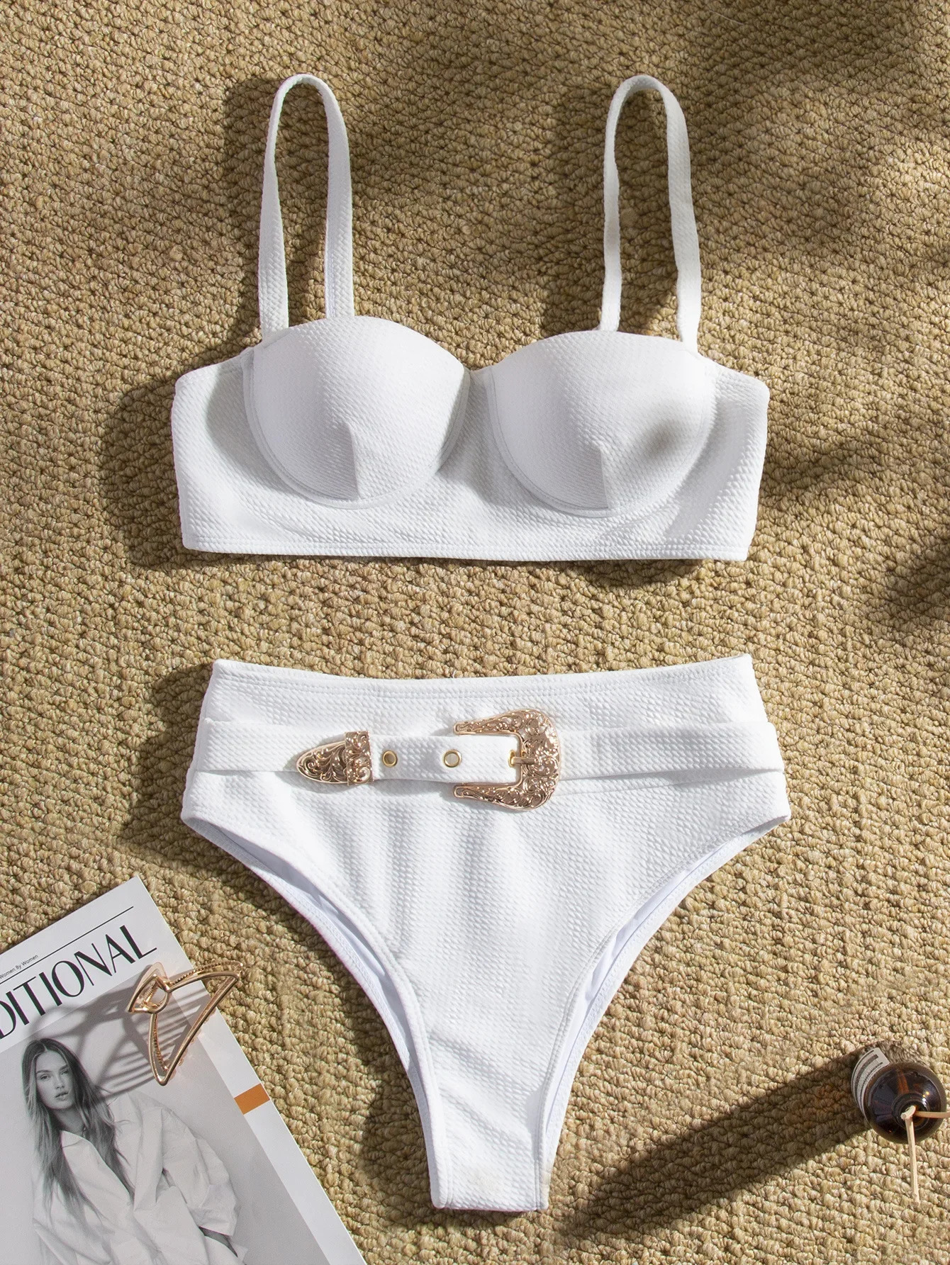 Sexy Push Up Underwire Swimwear Women Solid White Black Padded Buckle One Piece Swimsuit Beach Bathing Suit Bodysuit Monokini 250319