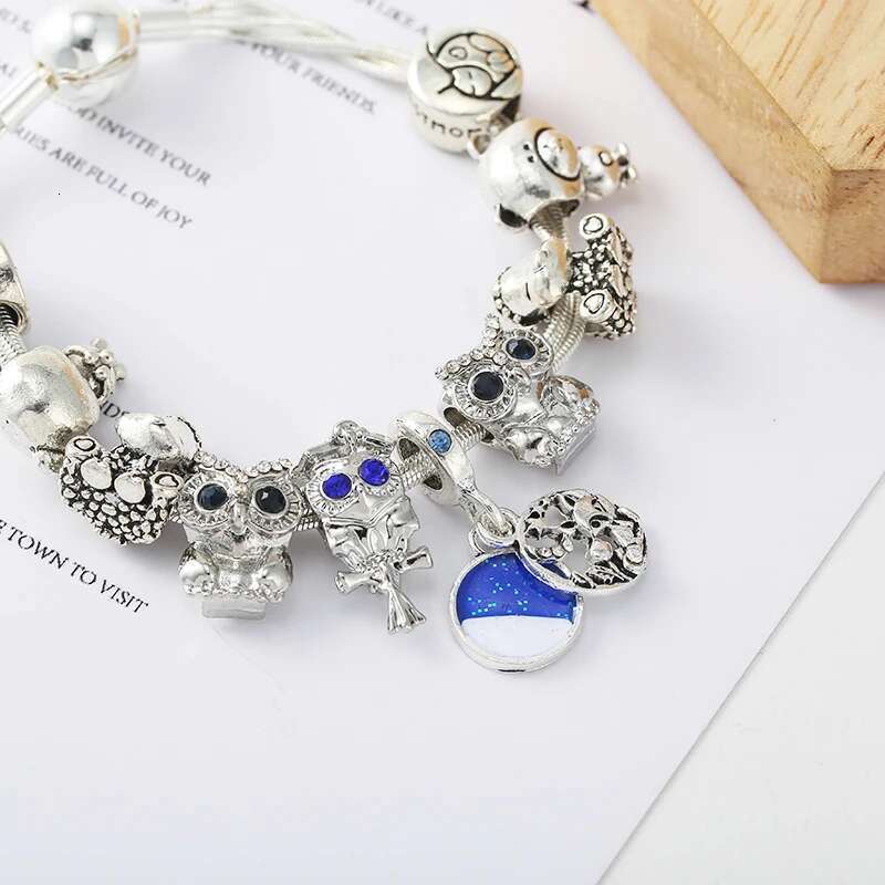 Animal Style Owl & Fox Beads Pendants Charm Bracelets Fit Silver Color Multilayer Chain Bracelet For Women Child Jewelry Gift