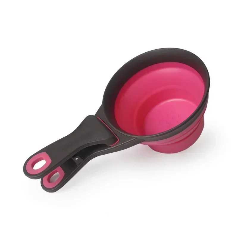 Pet folding feeder water spoon outdoor bowl cat food measuring cup dog food hairpin multifunctional and convenient pet supplies Y250319
