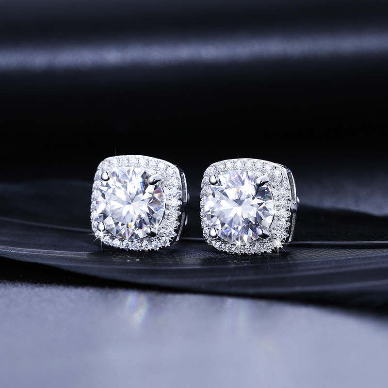 Classic Round Moissanite Earring For Women Jewelry Top Quality 100% 925 Sterling Silver Fashion Earrings Engagement