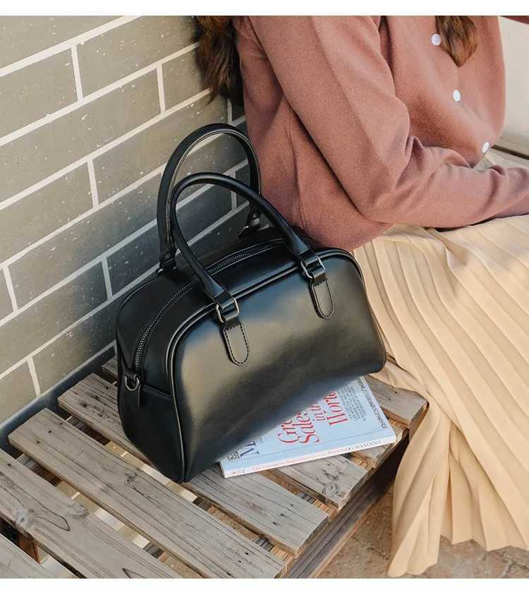 Vintage Solid Color Leather Crossbody Bags For Women Simple Quality Shoulder Messenger Bag Lady Handbags Female Elegant Purses Y250319