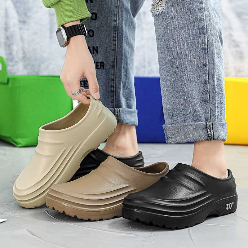 Mens toe shoes comfortable EVA anti slip and oil proof shoes outdoor luxury sandals travel and fishing rain shoes Y250320