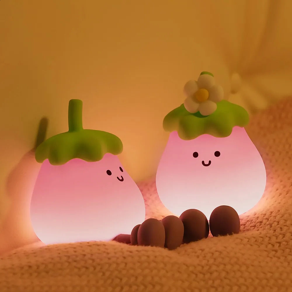 Cute Silicone Night Light Soft Sleeping Nursery Nightlights Rechargeable Dimmable Timer Table Lamp For Room Decor Baby Bedside 250319