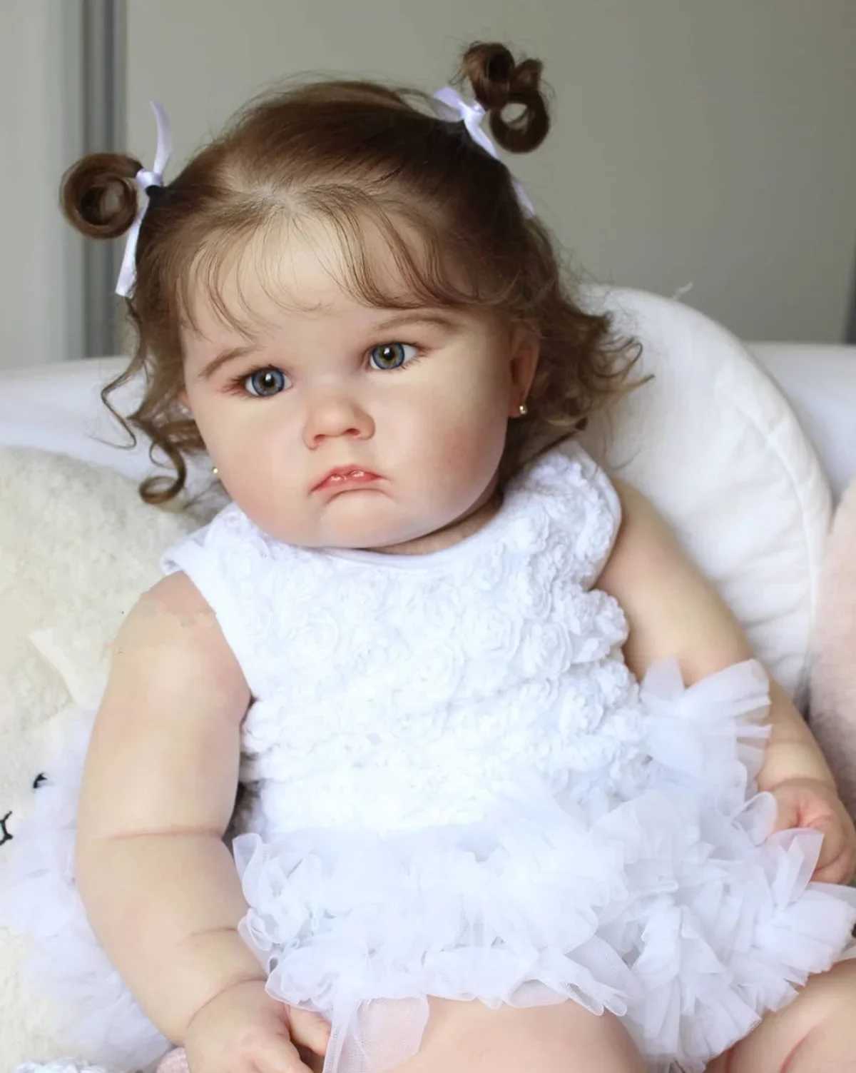 BZDOLL Realistic 60cm 24 inch soft silicone regenerated baby doll with 3D spray painted skin and handmade Vascular Vein for girls birthday gift W25032