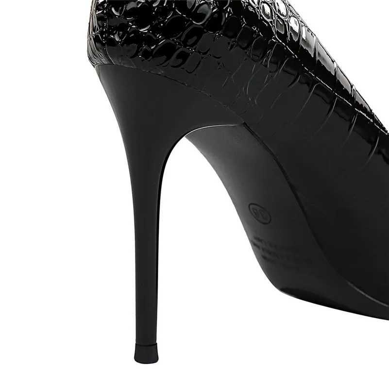Wen 10cm High H Stiletto Pump Pointed Toe Green Nude H-Off Womens Serpentine Patent Leather Wedding Party Pr Shoes Y250319