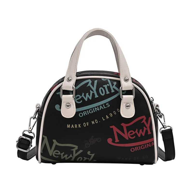 Womens cross body bag leather letter printing New York shell bag large capacity womens handbag Y250319