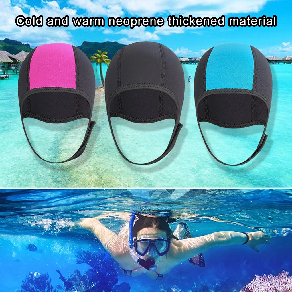 Neoprene 2 5mm Thicken Swim Thermal Hood Cap Thicken Underwater Ear Hat Training Practice Swimwear Man Women Black 250320