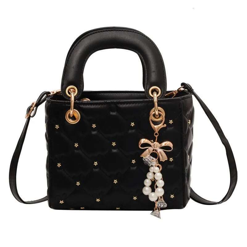 Senior Sense Of Foreign-Style Niche Bag New Tide Fashion Dia Lattice Pearl Handbag Single Shoulder Crossbody Bags