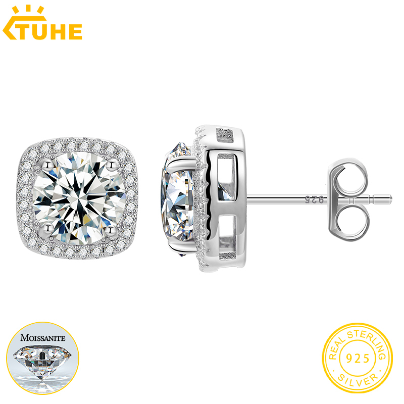Classic Round Moissanite Earring For Women Jewelry Top Quality 100% 925 Sterling Silver Fashion Earrings Engagement