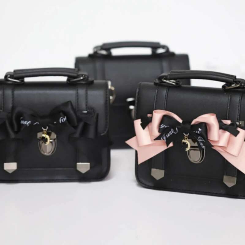 MBTI Cute Jk Satchels Shoulder For Women Black Square Small Pu Leather Purses And Handbags Japanese Style Lolita Ladies Bag