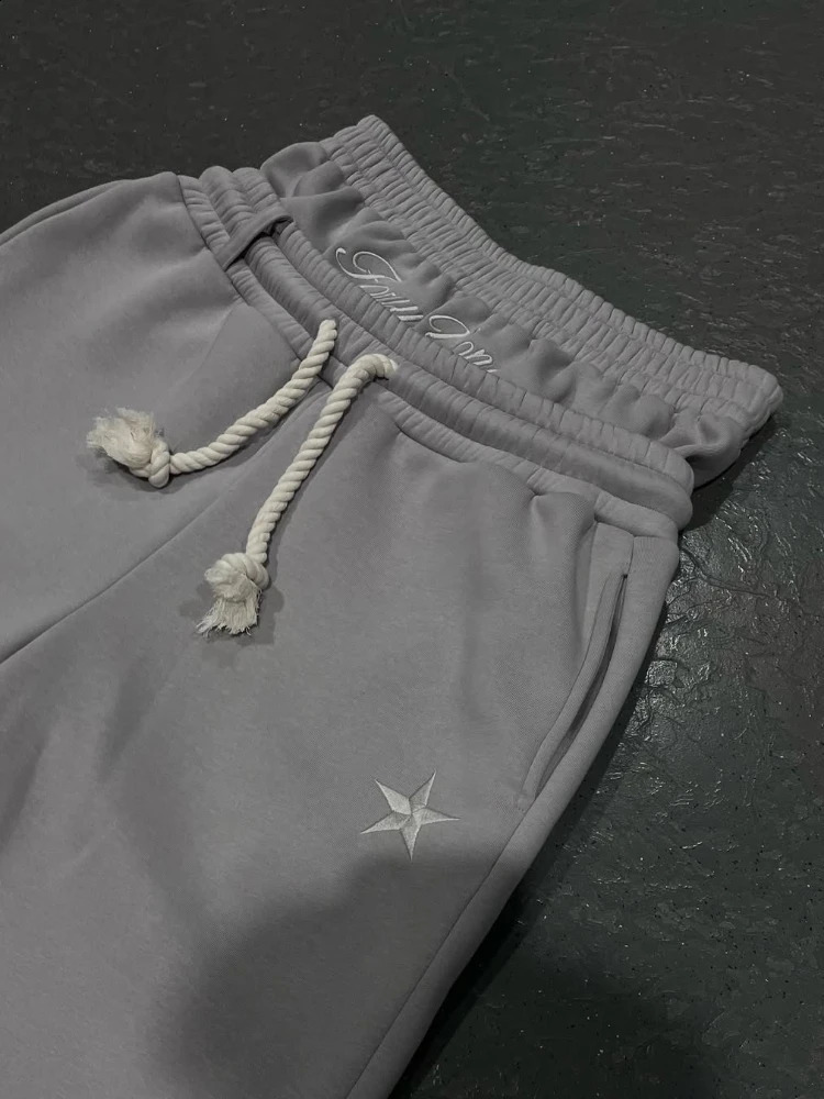 Unisex Fashion Pants Two Piece Pants 2025 Spring Double Waist Pants Loose Drawstring Pants Embroidered Waist Pants 250319