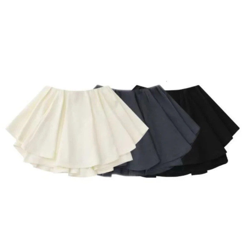 Sports Mini Skirt Casual Sweet Girls Elastic Waist Pleated Skirt Matching Basic White Short Skirt In Womens Running Skirt 250320