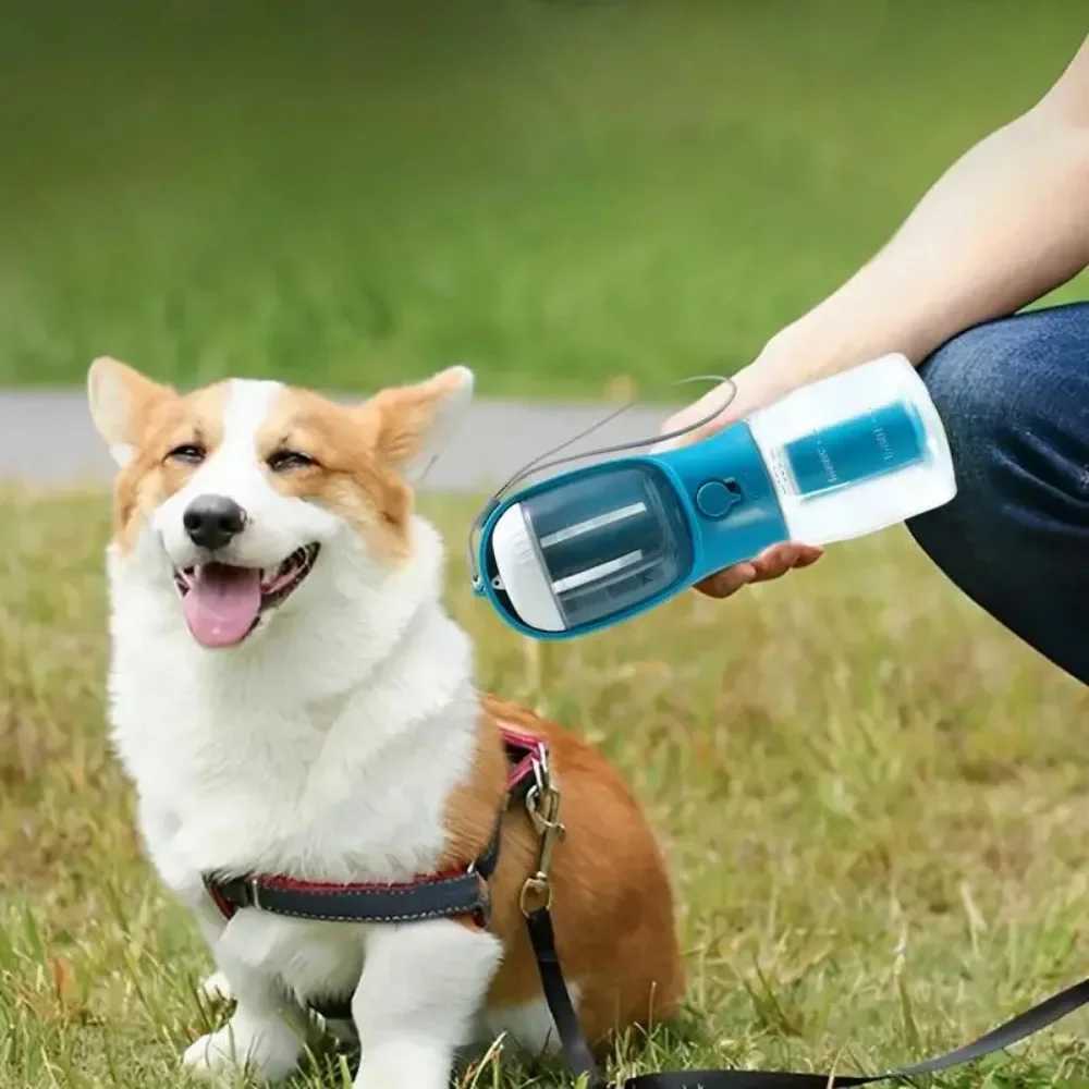Dog Outdoor Water Cup Drinking Food Garbage Bag Three-in-one Portable Small Multi-functional Pets Supplies Dog Cat Water Bottle Y250319