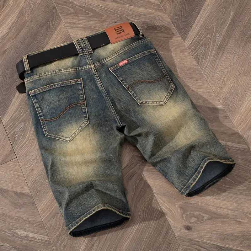5 summer shorts mens denim pants stretch light blue fashionable design mens jeans ultra-thin straight mens shorts Hombre W250319