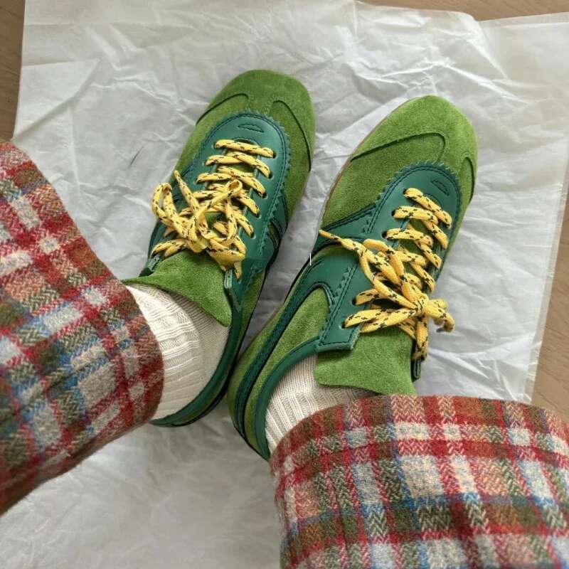 2025 With Box Designer shoes sneakers Femmes Cuir sneakers, everyday sneakers, comfortable deer leather shoes, flat-sole sneakers with lace, women