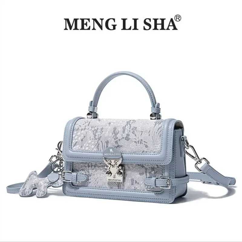 Menglisha 2024 New High end Lock Embroidered Small Square Bag Fashion Single Shoulder Diagonal Cross Bag Y250319