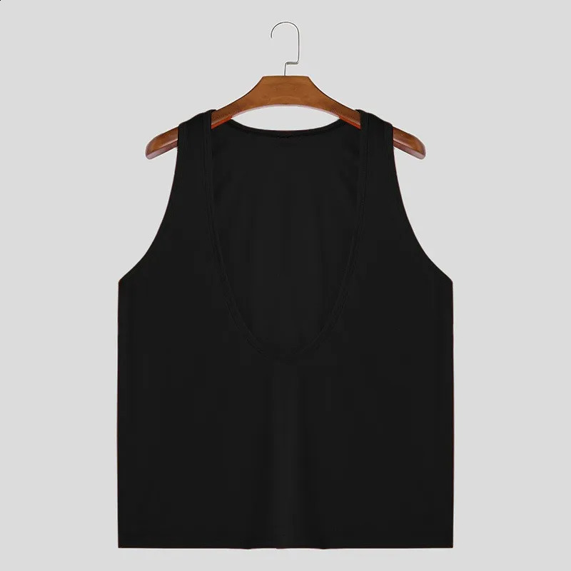 Mens tight fitting gym deep Vneck vest casual fashion sleeveless sportswear fashionable slim patch fitness S2XL 250319