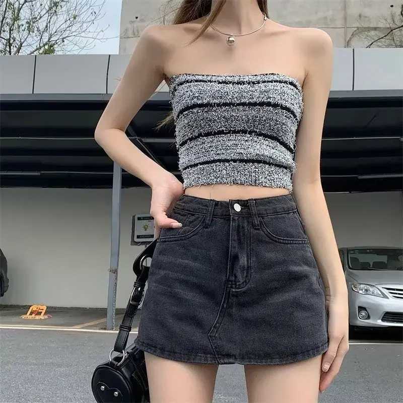 Sweet Spicy Anti-Exposure Denim Skirt Womens Spring 2025 New Hip Covering High-Waisted A-Line Slimming Shorts DressXJ250320