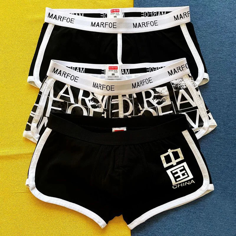 3 sexy mens fashion underwear printed cotton boxing shorts breathable 250320