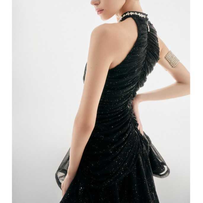 ZS luxury Vietnamese designer Oia's new round neck diamond bead sparkling slim fit fashionable and luxurious socialite dress 250315
